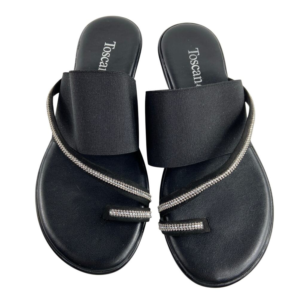 Toscanella Jaded Black Silver Sandal Made in Italy Size 7.5